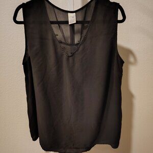Terra & Sky Women's Black Tank Top Size 1X 16W - 18W Polyester Plus Size